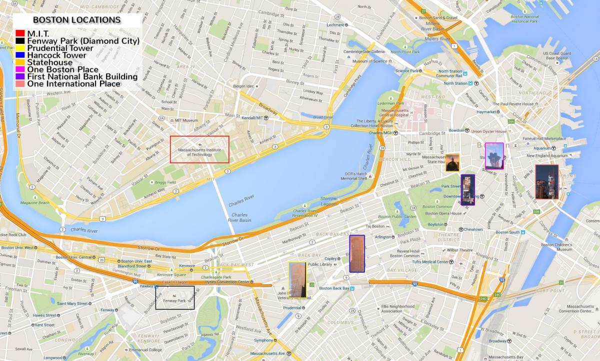 mappa del centro di Boston