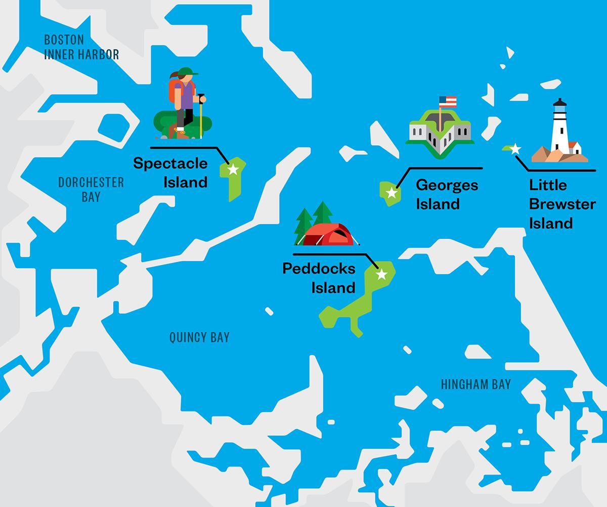 mappa di Boston harbor islands
