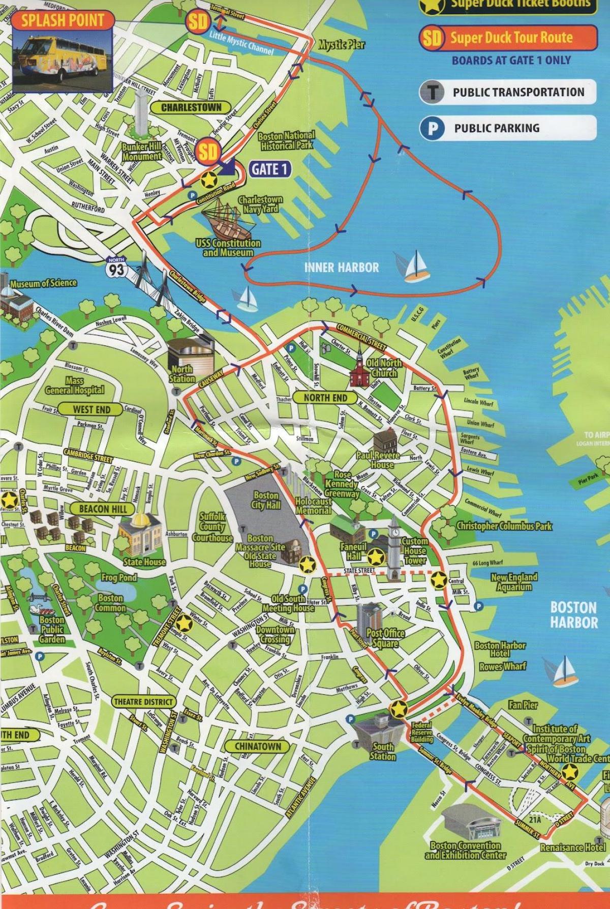 mappa di Boston visite turistiche