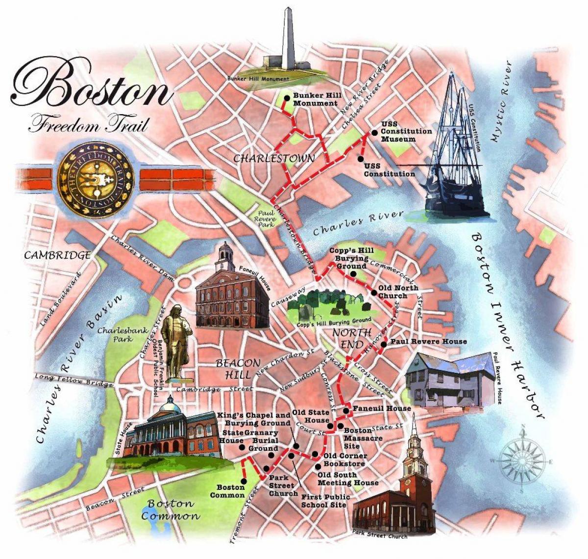 mappa di Boston freedom trail