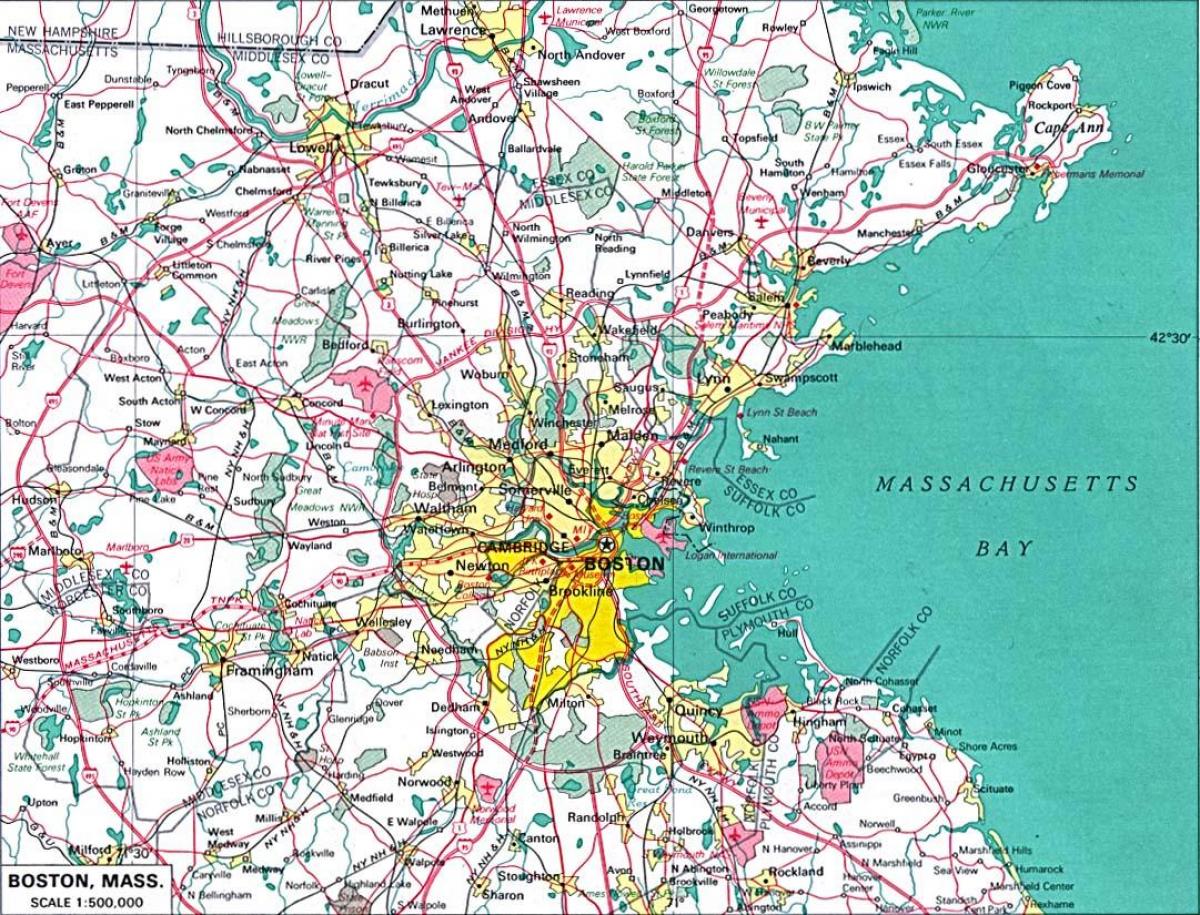 mappa dell'area di greater Boston