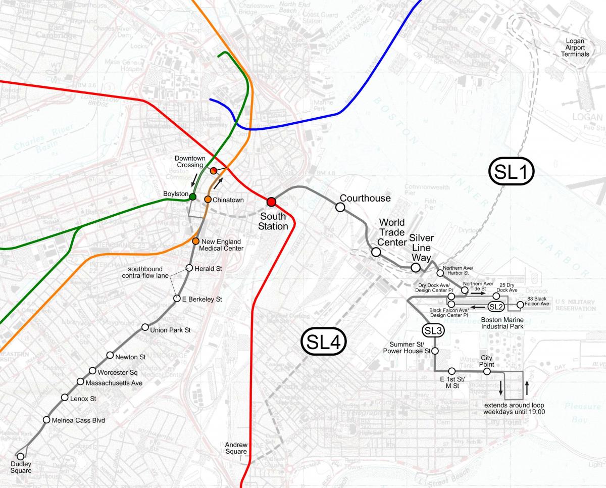 silver line mappa di Boston