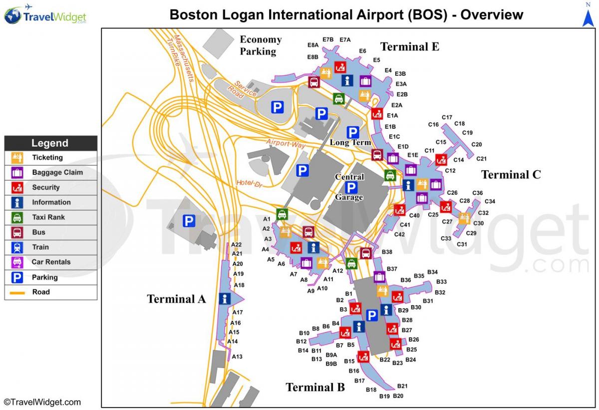 mappa di aeroporto internazionale Logan