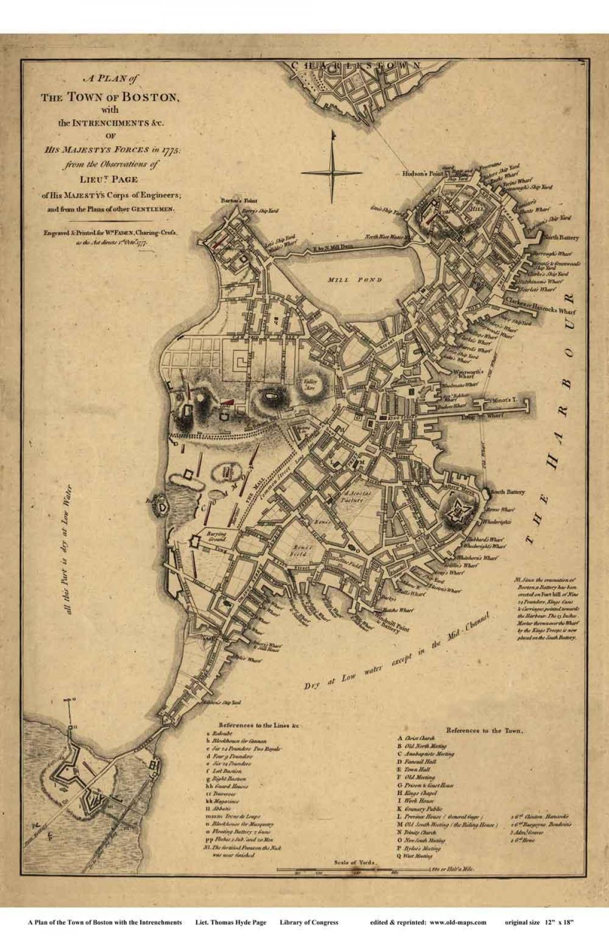 mappa del centro storico di Boston