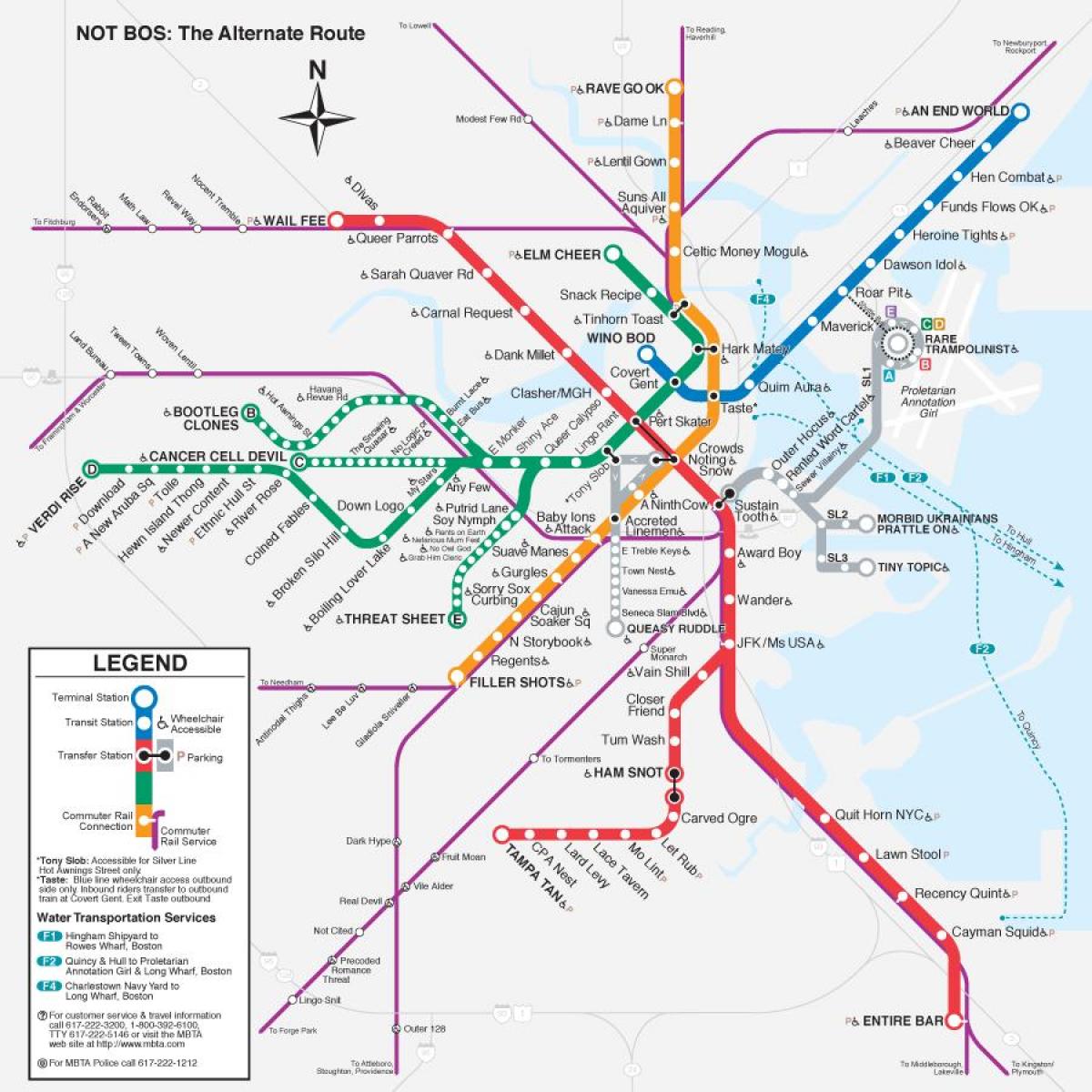 mappa di t sulla mappa di Boston