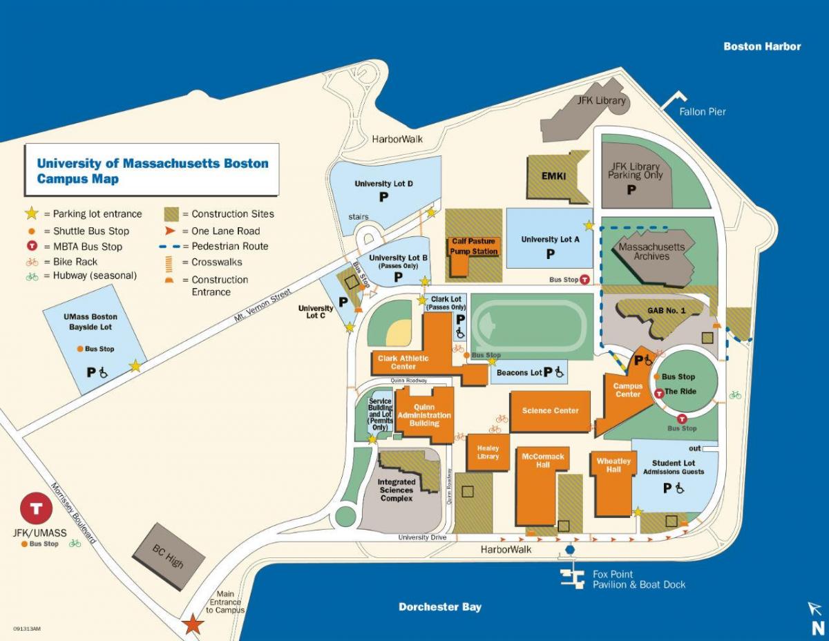 umass Boston mappa del campus