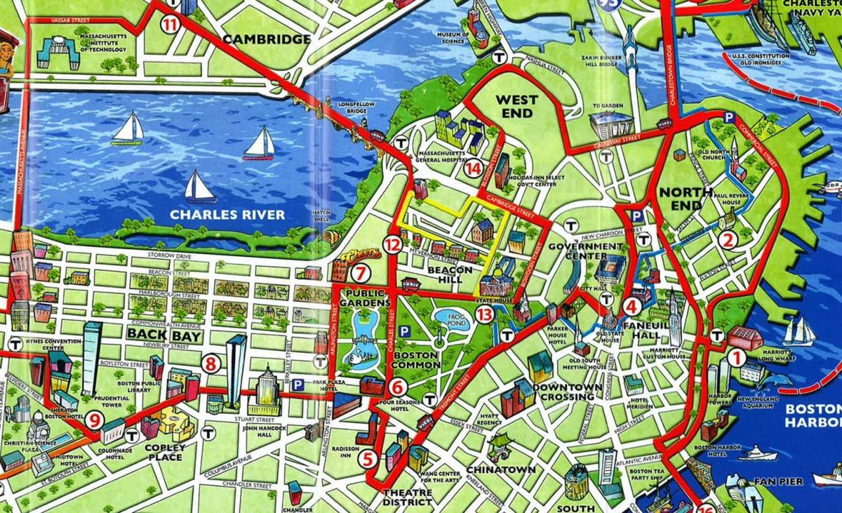 mappa di Boston attrazioni