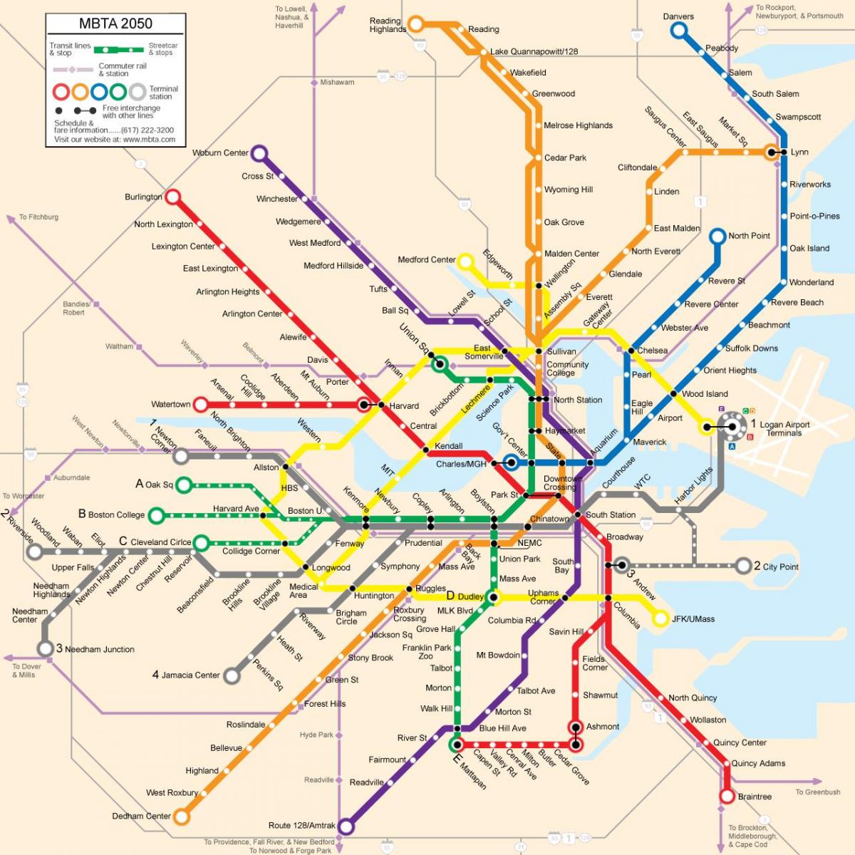 Boston mappa dei trasporti pubblici