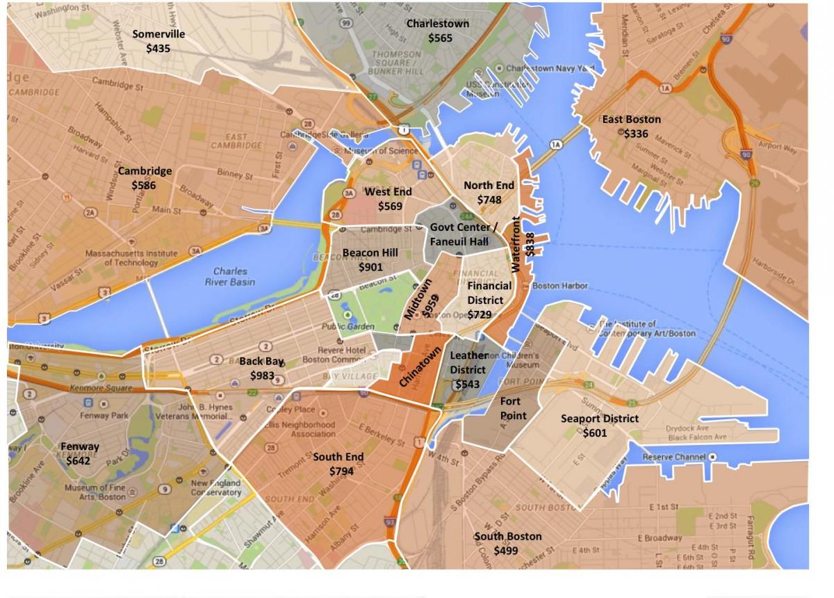 città di Boston zonizzazione mappa