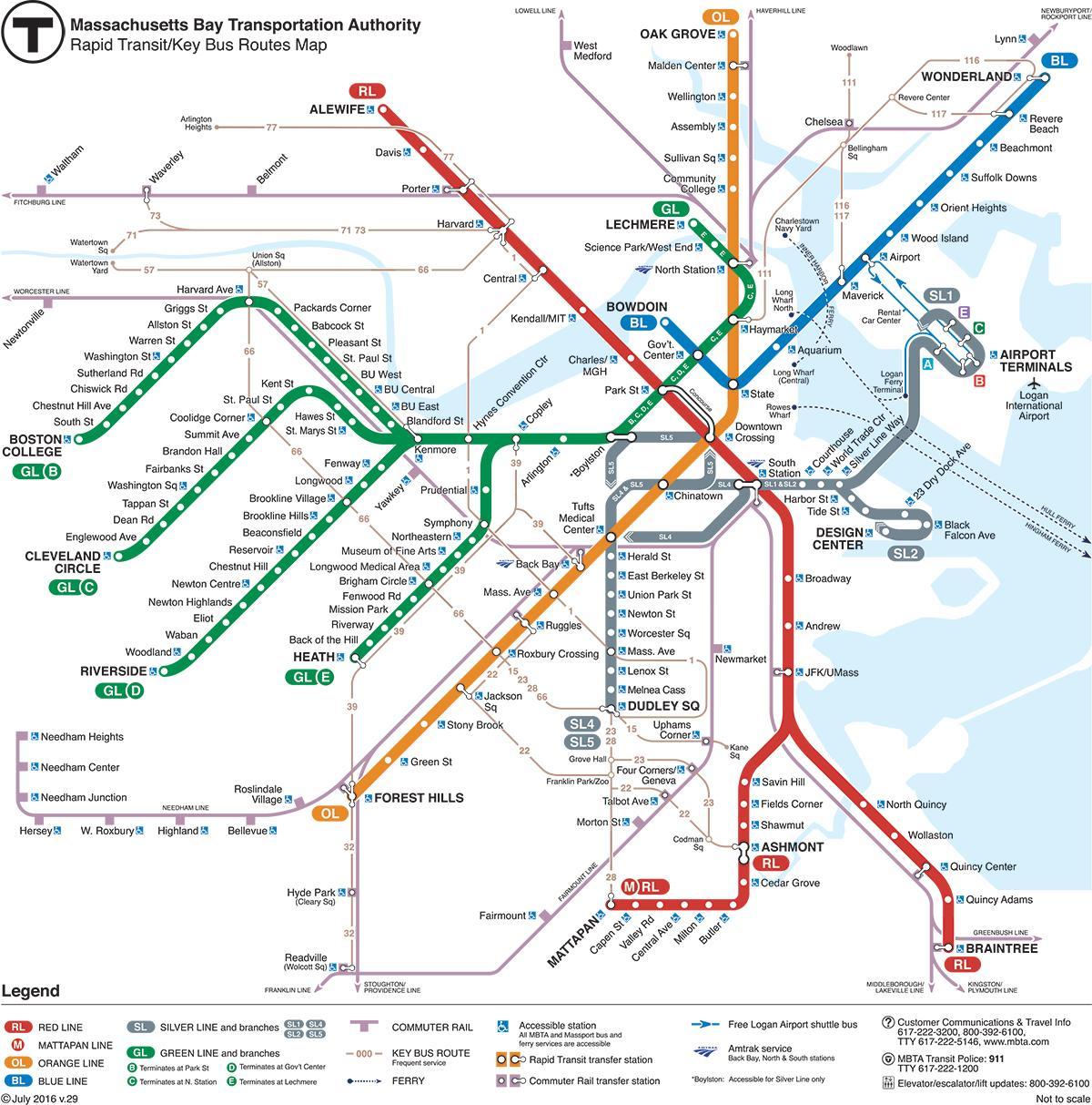 linea verde sulla mappa di Boston