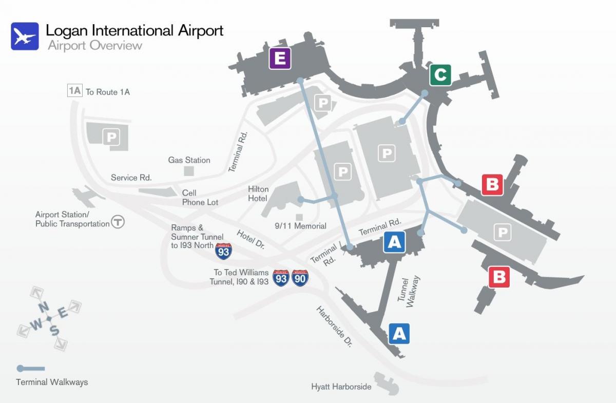 mappa di Logan airport terminal b