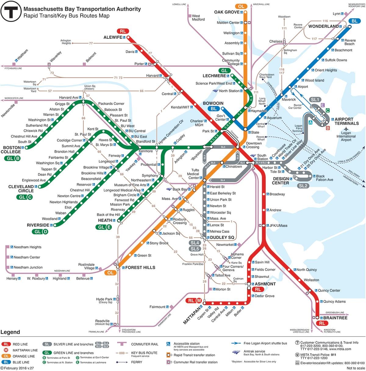 Boston area metropolitana mappa