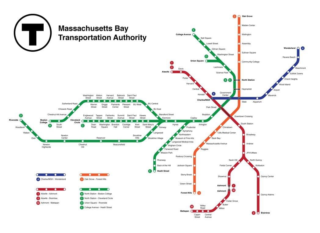 la metropolitana di Boston mappa