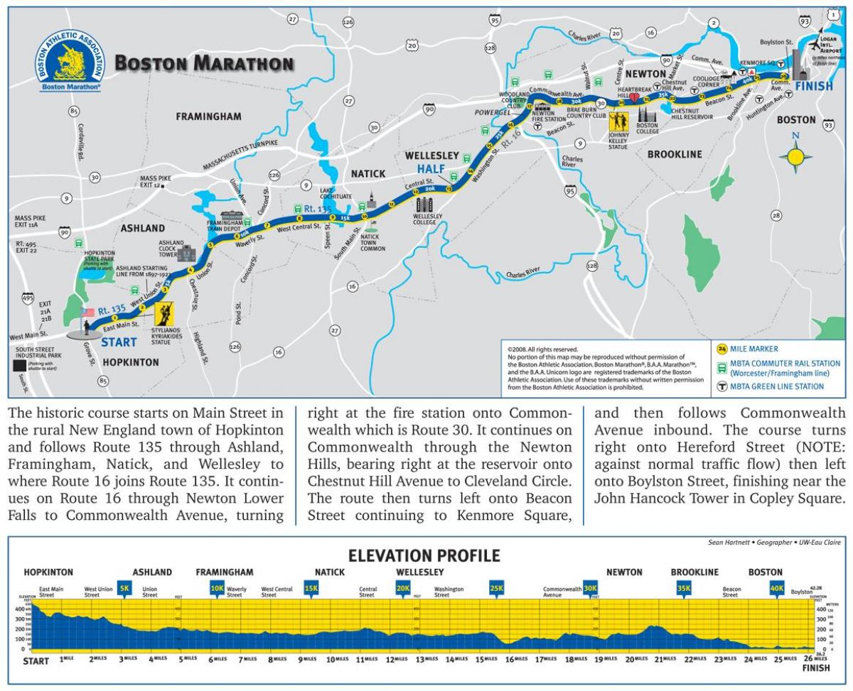 Maratona di Boston elevazione mappa