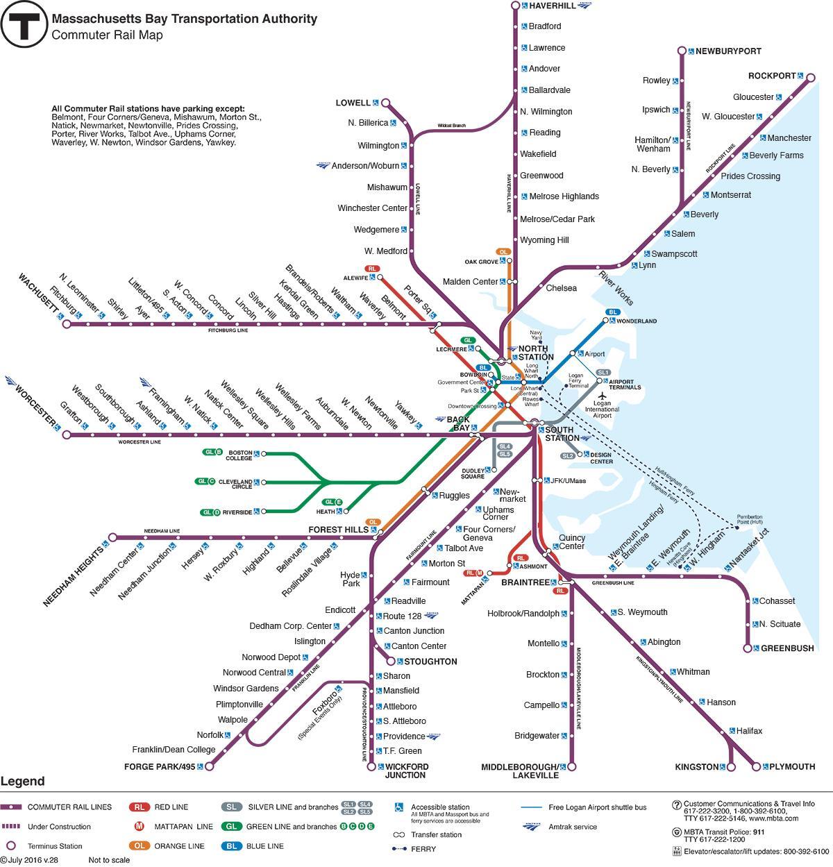 per i pendolari la mappa di Boston